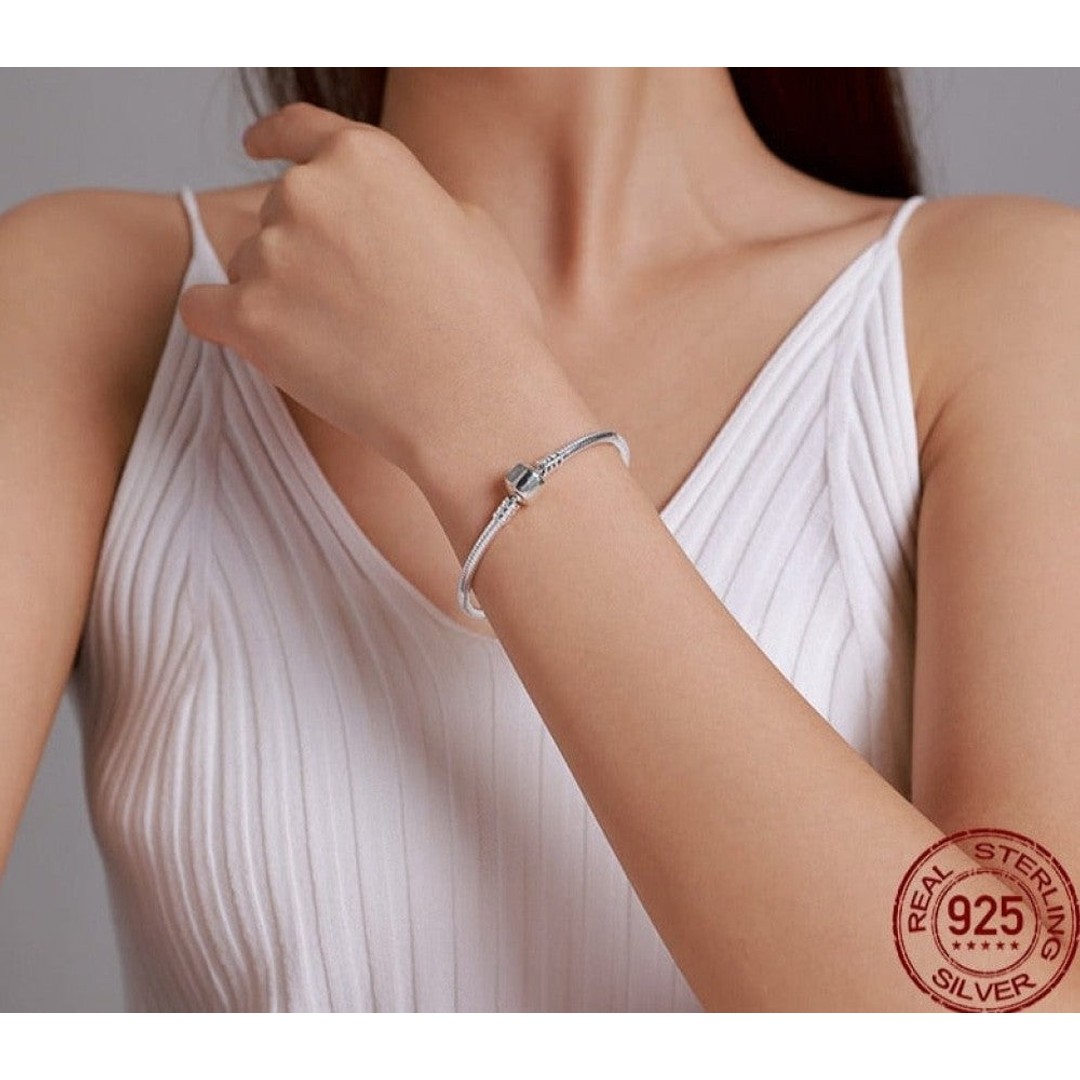 925 Sterling Silver Snake Chain Bracelet for Women, As Shown, hi-res