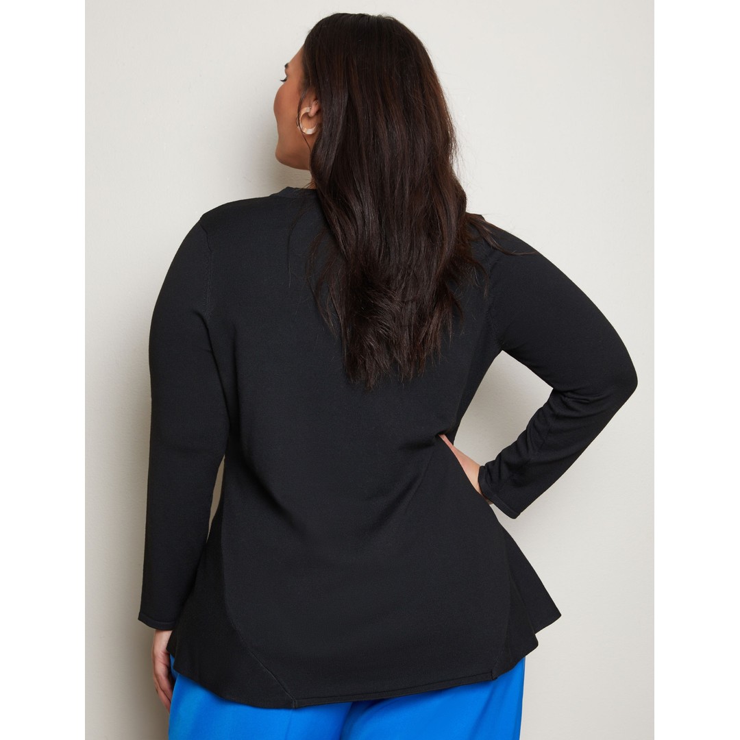 Womens Autograph Long Sleeve Peplum Tunic Jumper - Plus Size, Black, hi-res