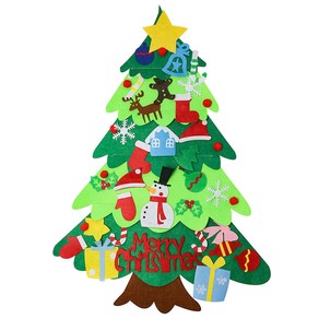 DIY Felt Christmas Tree Set 32 pcs Detachable Ornaments Kids Wall Hanging Gift
