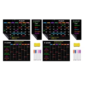 2 X Magnetic Dry Erase Calendar Set for Refrigerator Magnetic Chalkboard Planner Organizer with 5 Pens