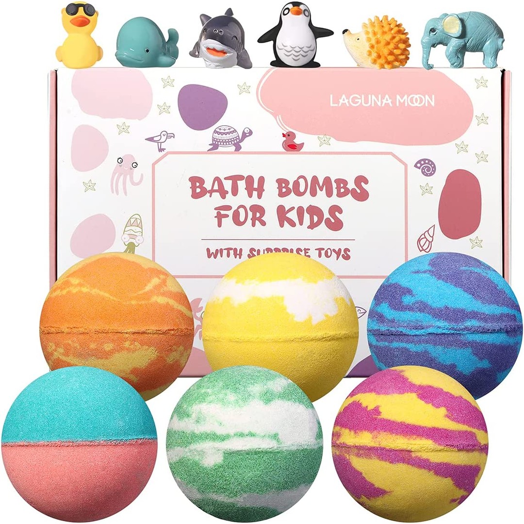 Bath Bombs with Surprise Toy for Kids - 6pc Gift Set