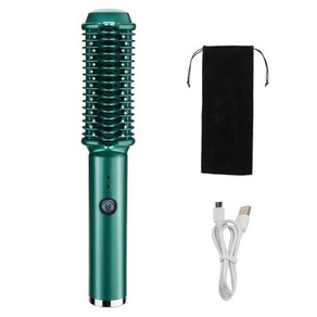 Electric Hair Straightener Comb Fast Heat-up Ceramic Straightening Brush USB Charge Smooth Straight Styler Wireless Curling Iron