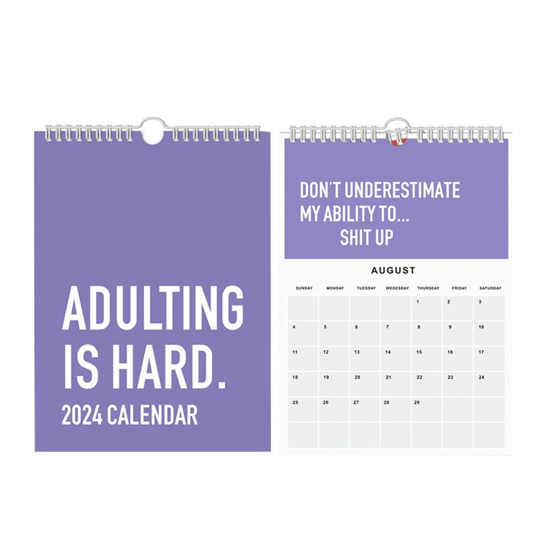 1Pc Adulting is Hard 2024 Calendar 2024 Wall Calendar Monthly Planner