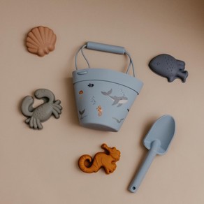 Classical Child Silicone Beach Bucket & Toys Set - Sea Life