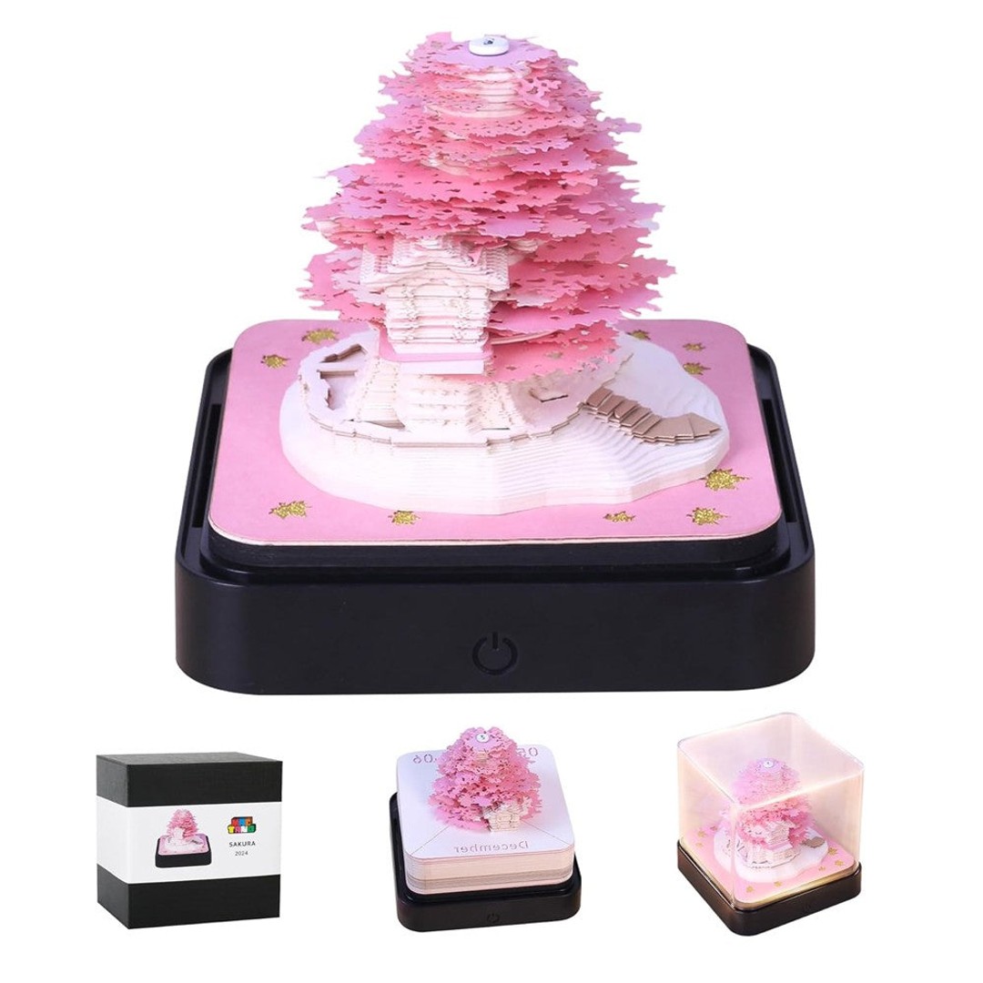 3D Calendar Memo Pad Art Notepad Paper DIY Creative Decorative - Pink Tree