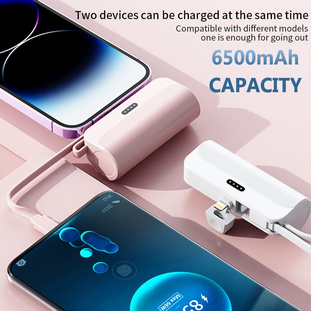 Zakka Mini Power Bank Portable 6500mAh UltraCompact Power Bank Battery Pack For iPhone/Android (Lightning / Type-C) White