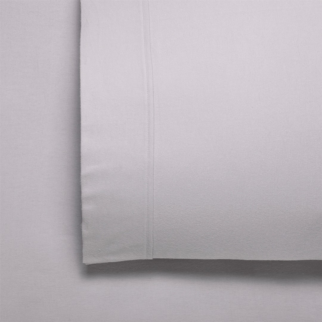 Bianca Fletcher 170gsm Cotton Twill Flannelette Sheet/Pillowcase Stone Queen Bed