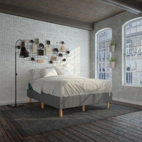 Zinus Mattress Bed Base Grey Fabric Single Queen