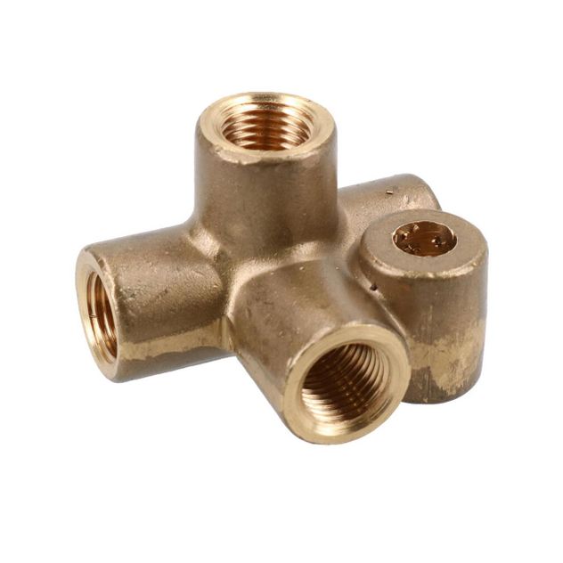 AB Tools Brass Brake Pipe Fitting 4 Way Adaptor M10 x 1mm for 3/16 Pipe T Piece 