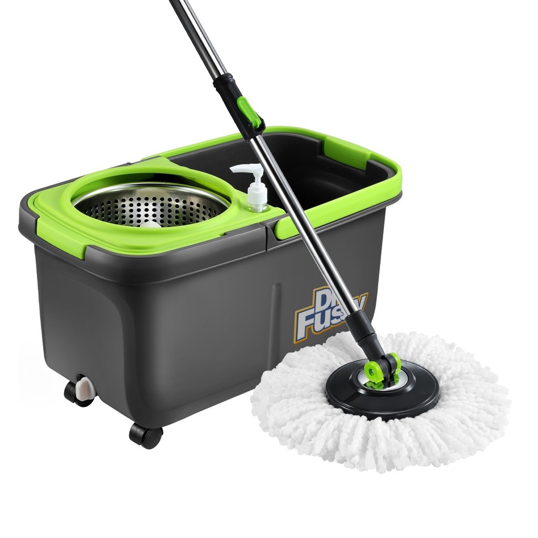 Upgraded 360 Degree Spin Mop Bucket System w/4 Mop Heads