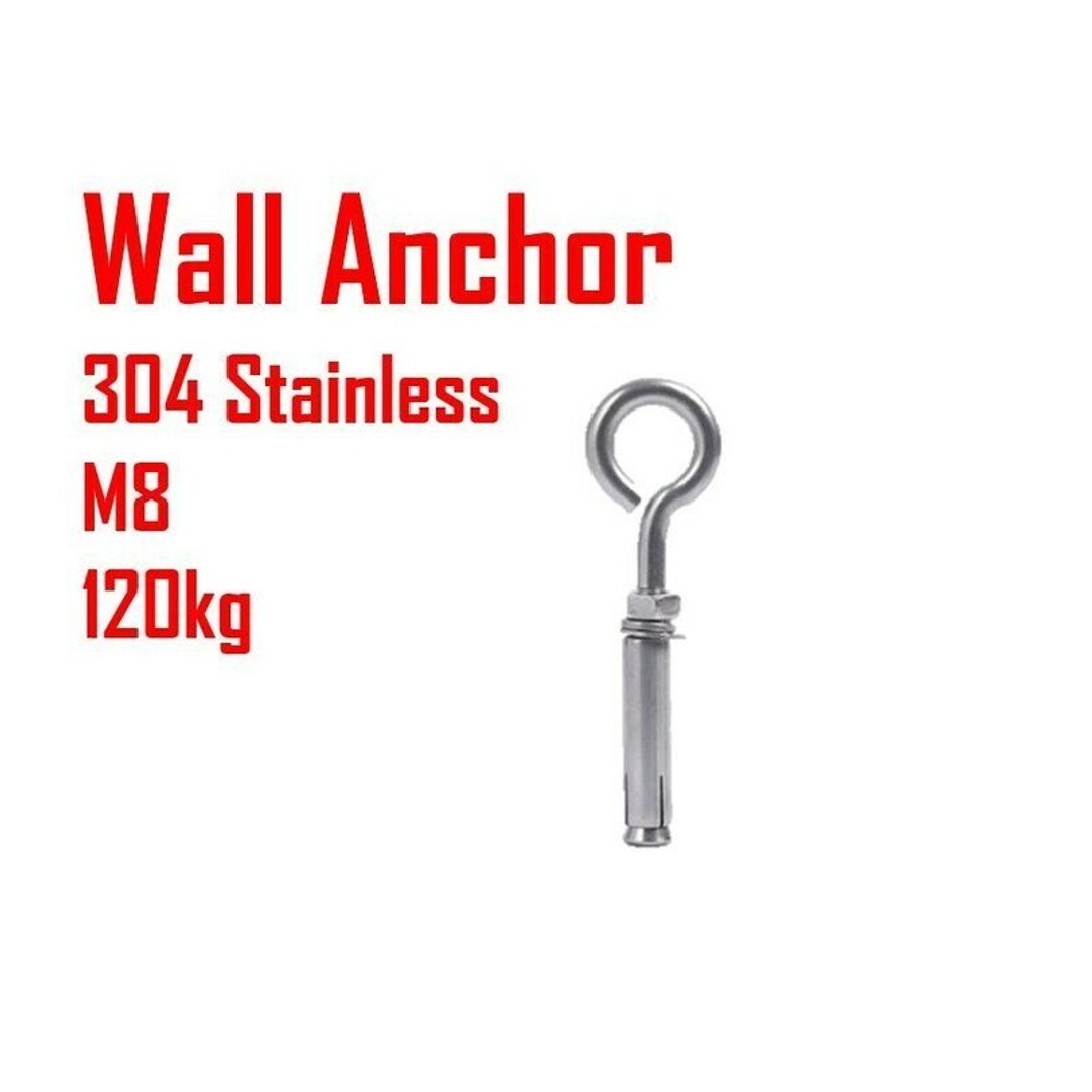 HES 120kg M8 Wall Anchor Bolt Concrete Brick Stainless Expansion Open Hook