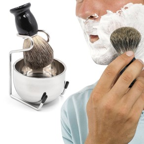 2 X 3Pcs Mens Shaving Brush Kit Beard Cleaning Tool Set Beard Brush Shaving Bowl