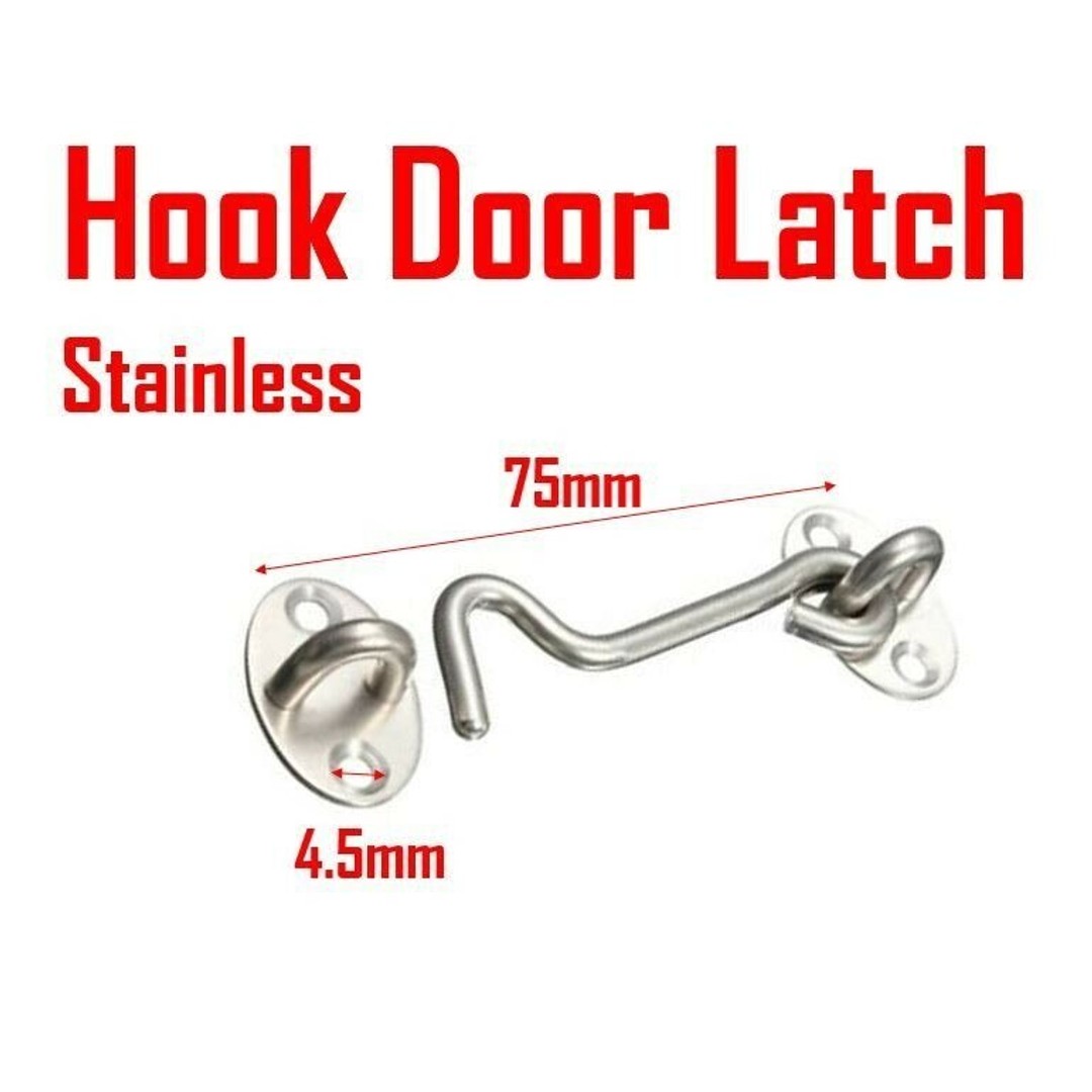 HES Hook Door Latch Barrel Bolt Latch Hasp Stapler Gate Lock Safety Stainless, , hi-res