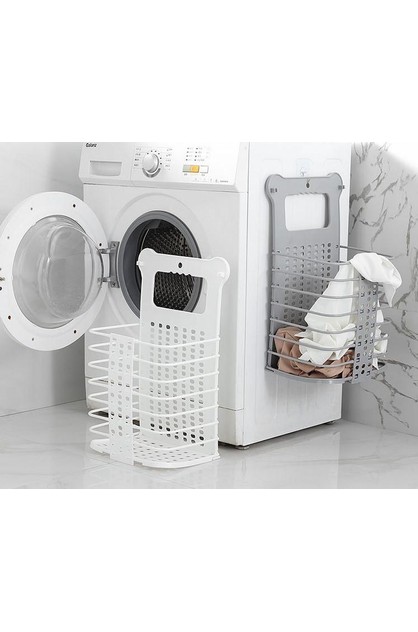 Z Collapsible Foldable Wall Hanging Laundry Basket White And Gray Themarket New Zealand - Wall Mounted Laundry Hamper Nz