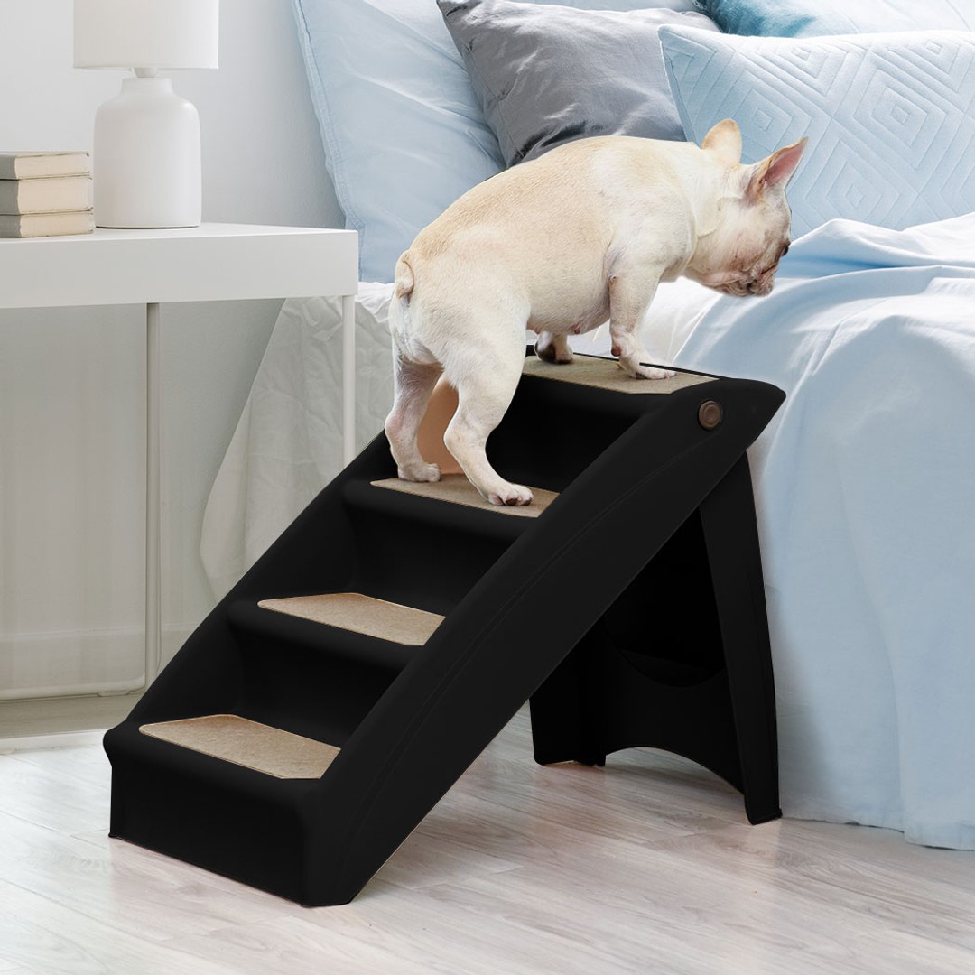 PaWz Pet Ramp Indoor Dog Steps Stair Portable Foldable Ladder For Bed Sofa Black