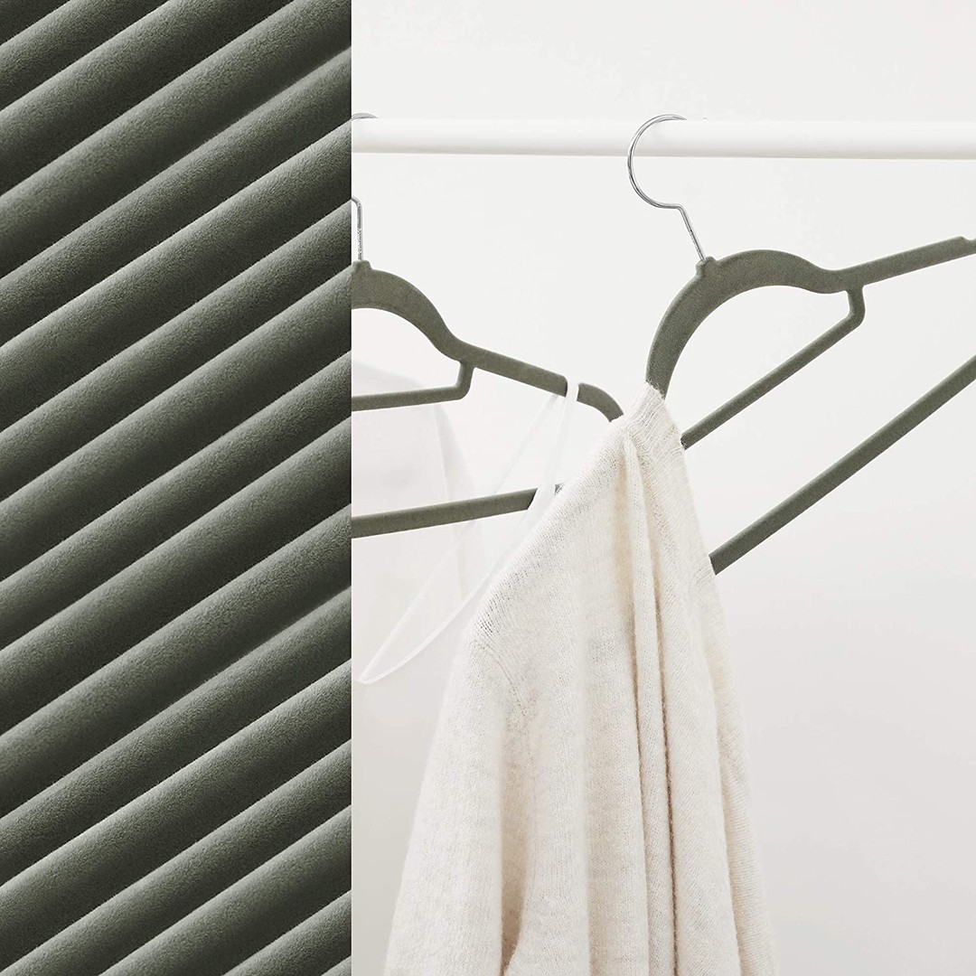 Velvet Coat Hangers Grey (Set of 50), , hi-res