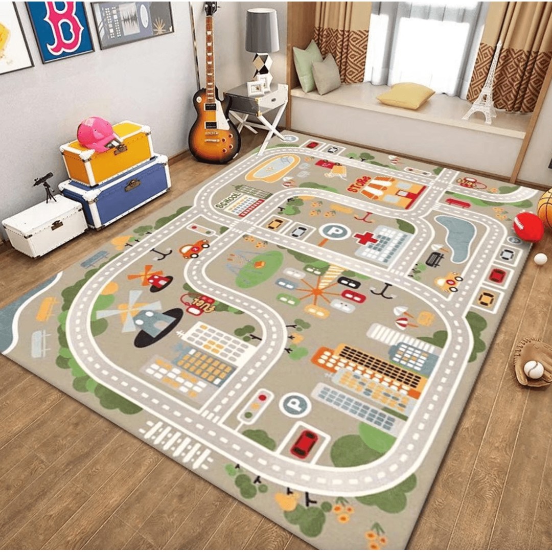 Taylorson Kids Road Map Rug | Play Mat | Car Track Mat - Busy City (80x120cm)