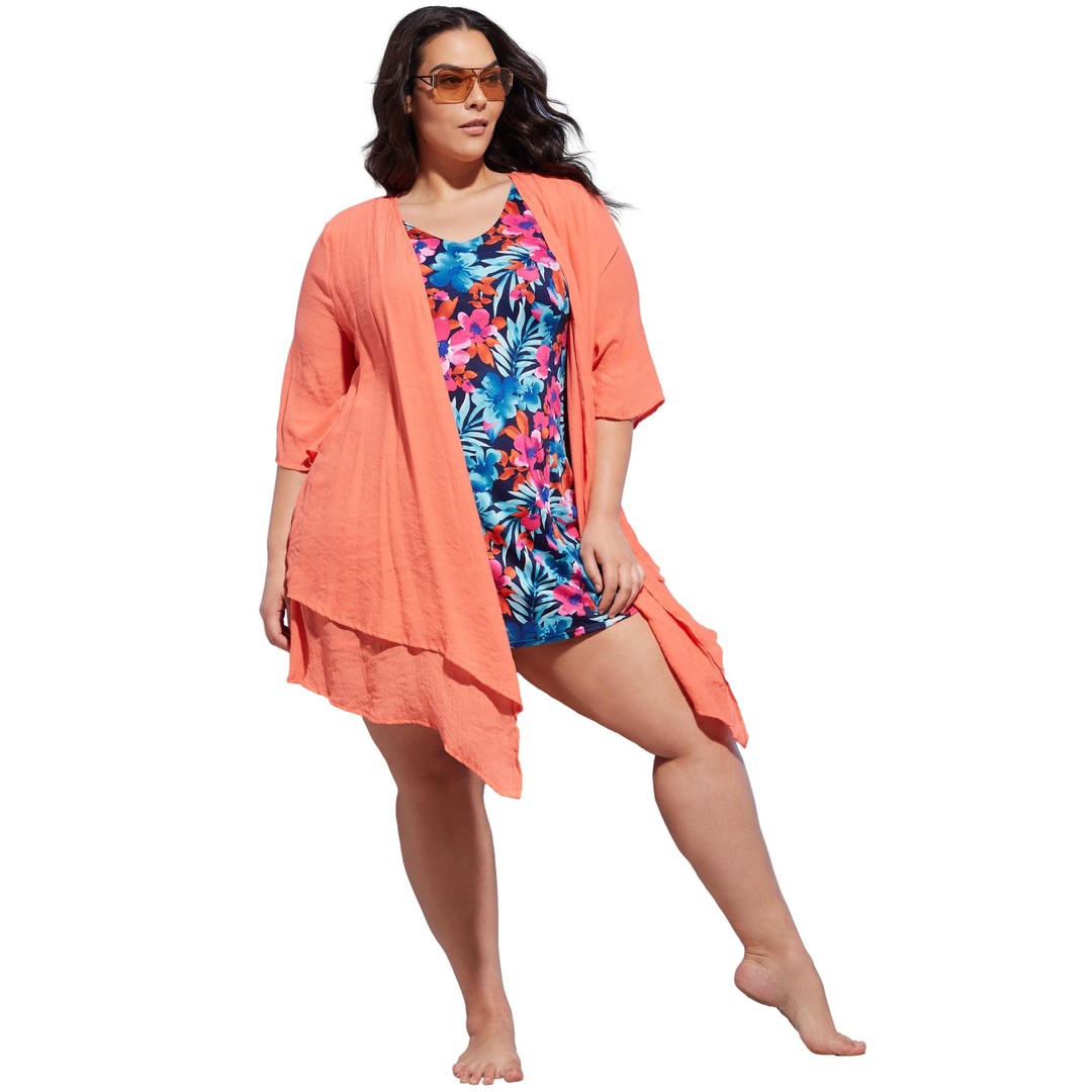 Womens Autograph Woven Double Layer Cover Up - Plus Size, Pink, hi-res