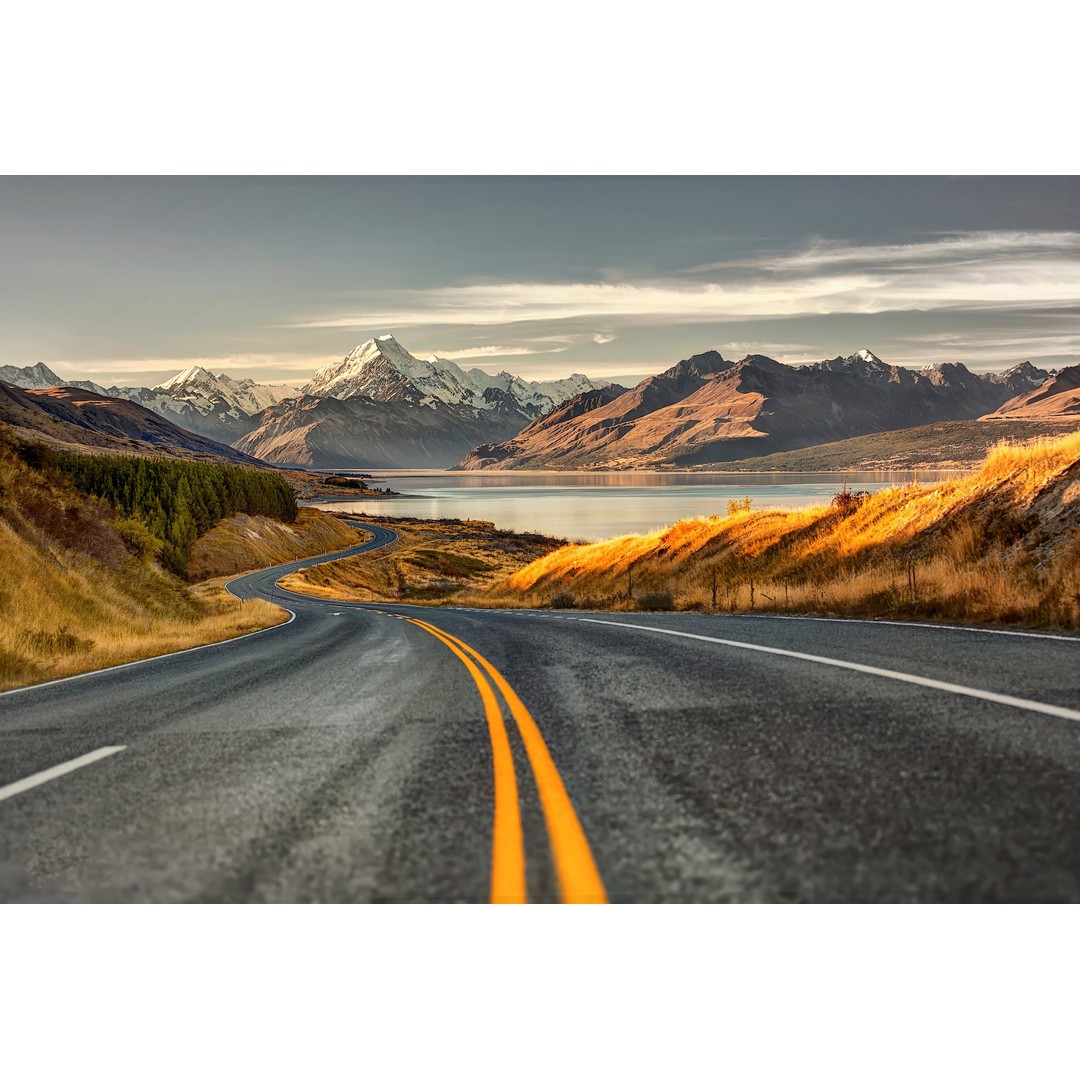 Framed 1 Panel - Road to Mt Cook - Canvas Print Wall Art
