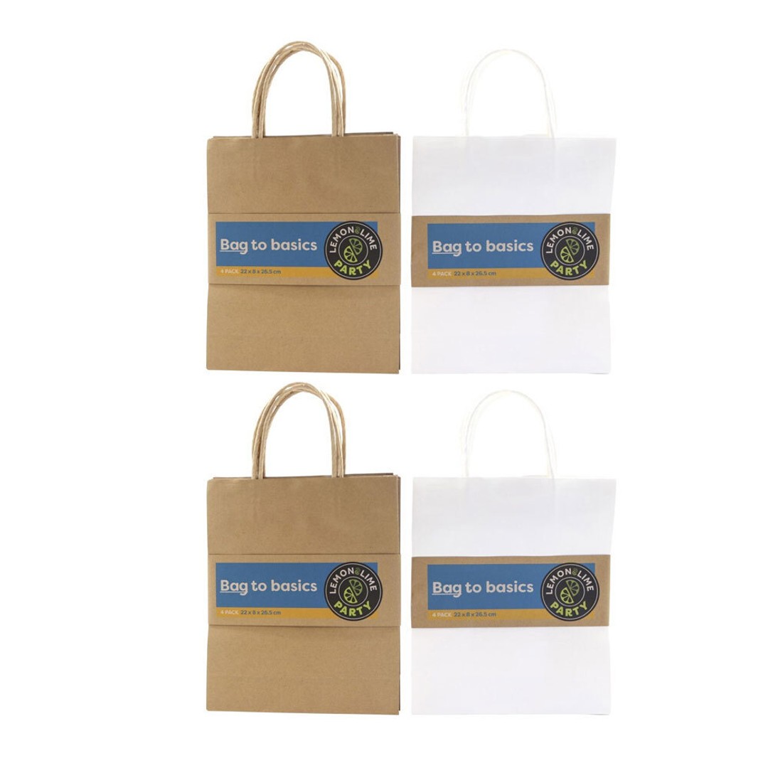 16PK Lemon & Lime 26.5cm Paper Kraft Gift Bag Carry Storage Bags w/ Handles Asst