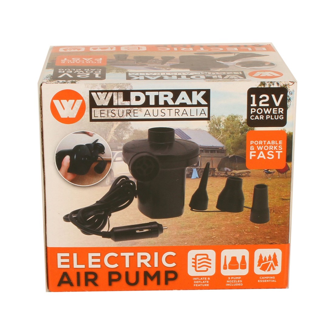 Wildtrak 12V Portable Electric Air Pump For Car Power Plug w/ 3 Pump Nozzles