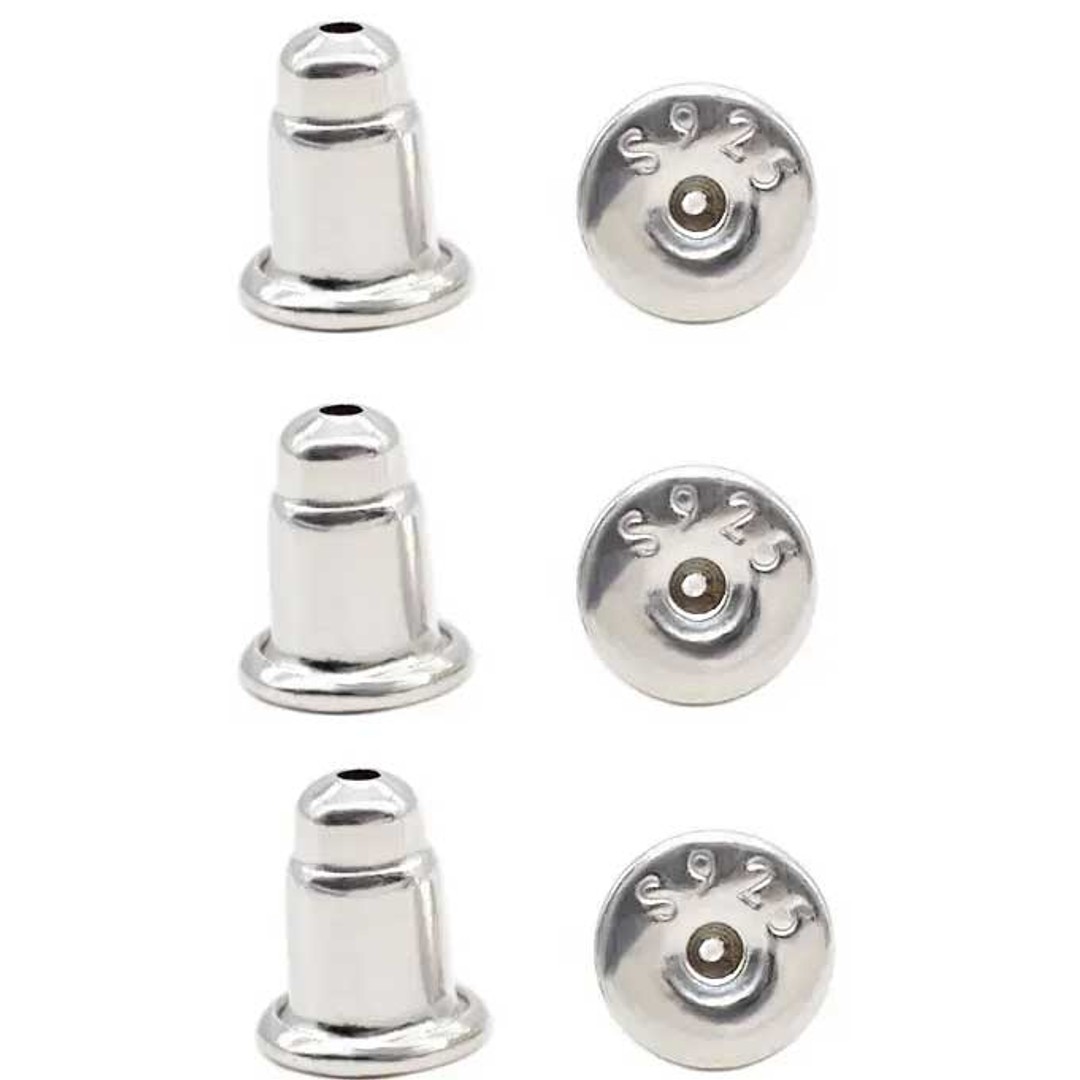 3 pairs Silver Bullet Earring Backs (5.5mm)