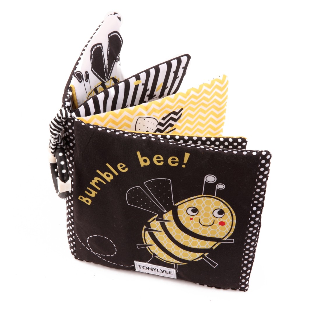 Taylorson Interactive Baby Crinkle Soft Book | Cloth Book with - Bumble Bee