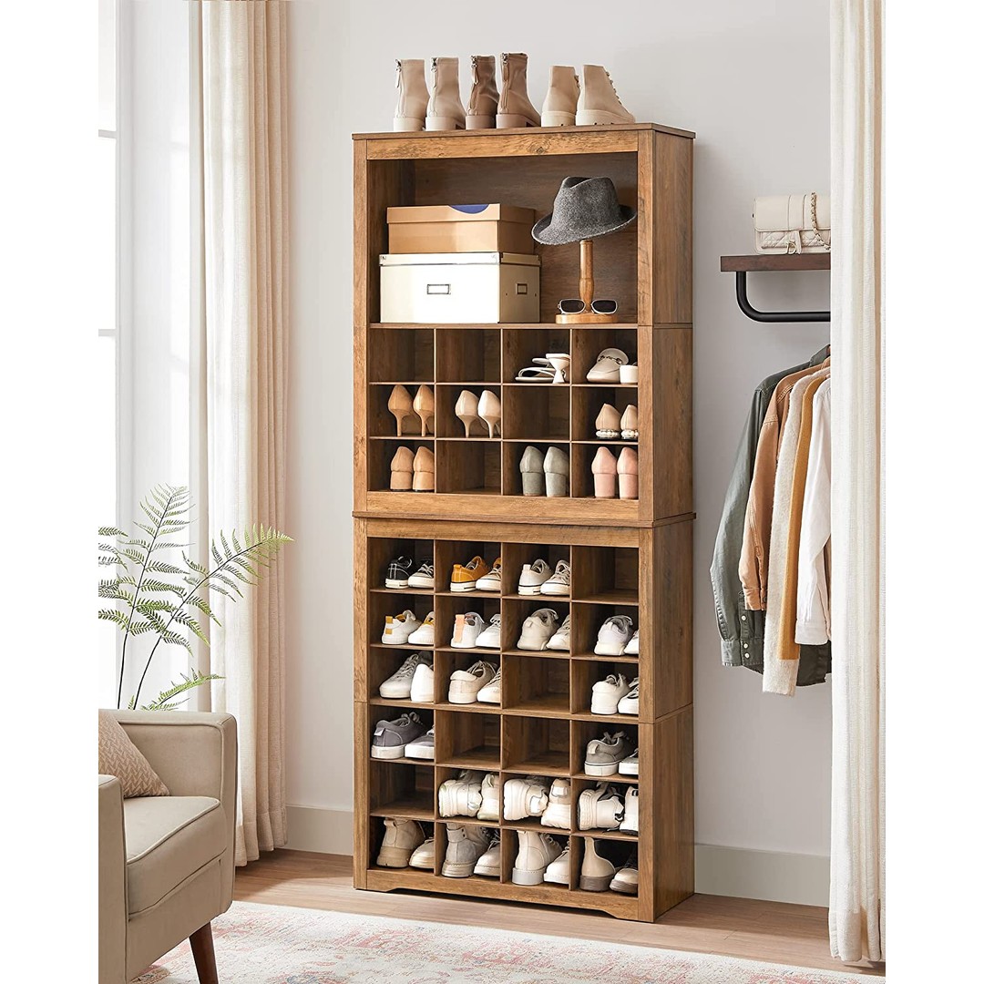 Vasagle Karla Shoe Storage 6 Tier Cabinet - Rustic Walnut, , hi-res
