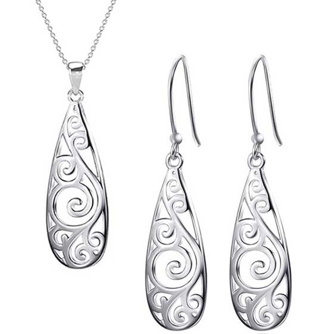 925 Sterling Silver New Zealand Jewellery set Koru design  "Aroha"