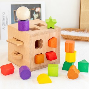 Megajoy Colorful Shape Sorter With 17 Pcs Wooden Blocks Early Education Toys intelligence box