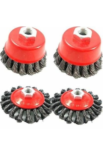 Twist Knot Wire Wheel Cup M14 Crew Brush Sets for 4.5" 9" Angle Grinder 4" 3 