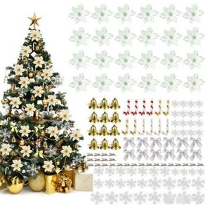 120pcs Artificial Flowers DIY Christmas Tree Decorations for Party Wreath Decor -Silver