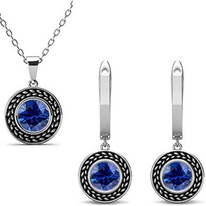 18K White Gold AAA Quality Crystal Jewellery Set "Valentina" (Blue)
