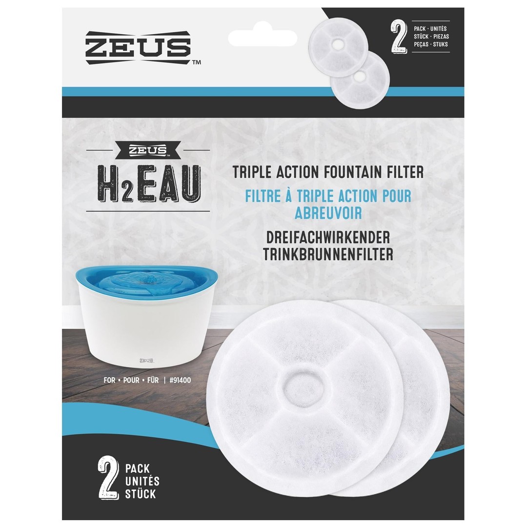 Zeus H2EAU Triple Action Fountain Filters - 2 pack