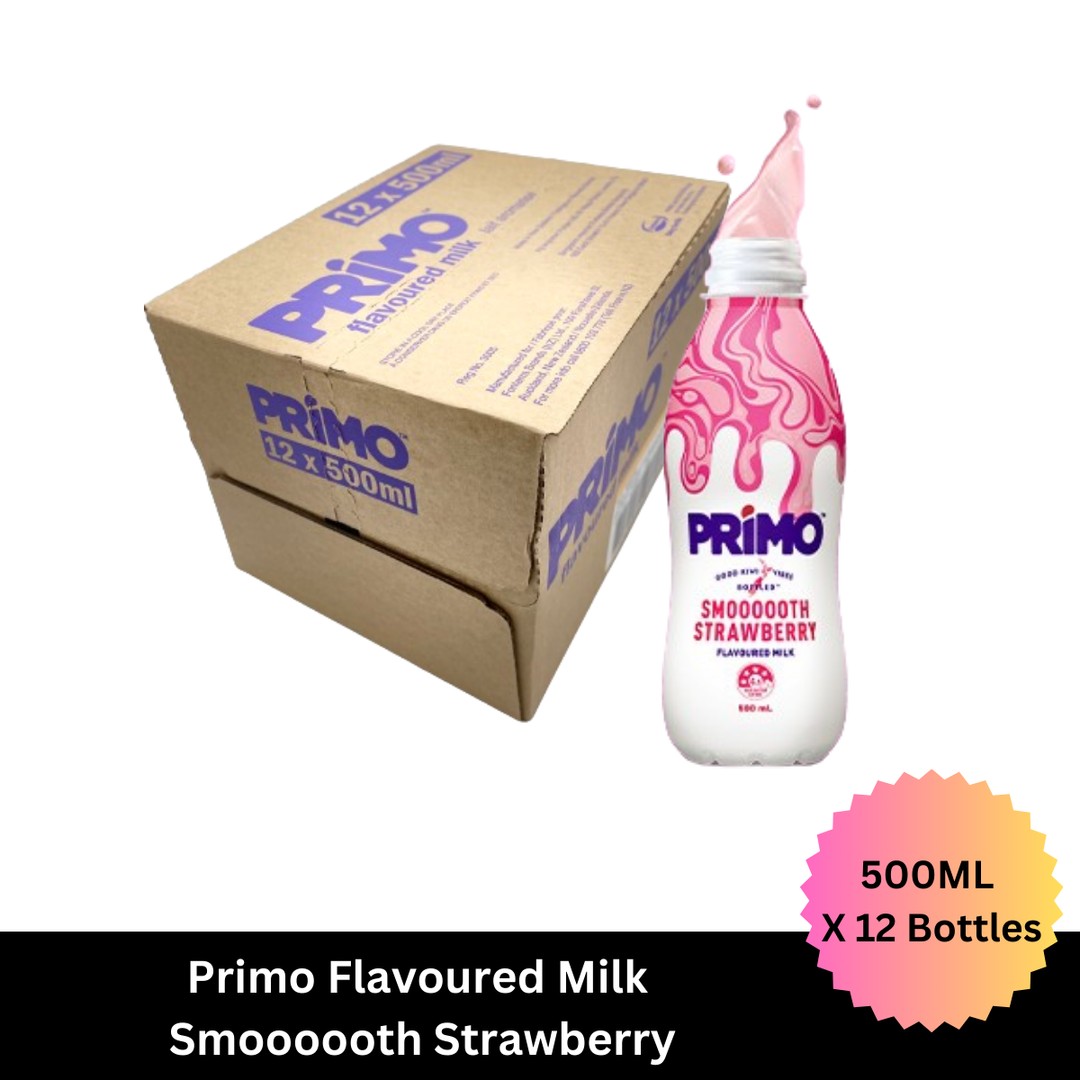 Primo Flavoured Milk Smooth Strawberry 500ml X 12 Bottle TMK