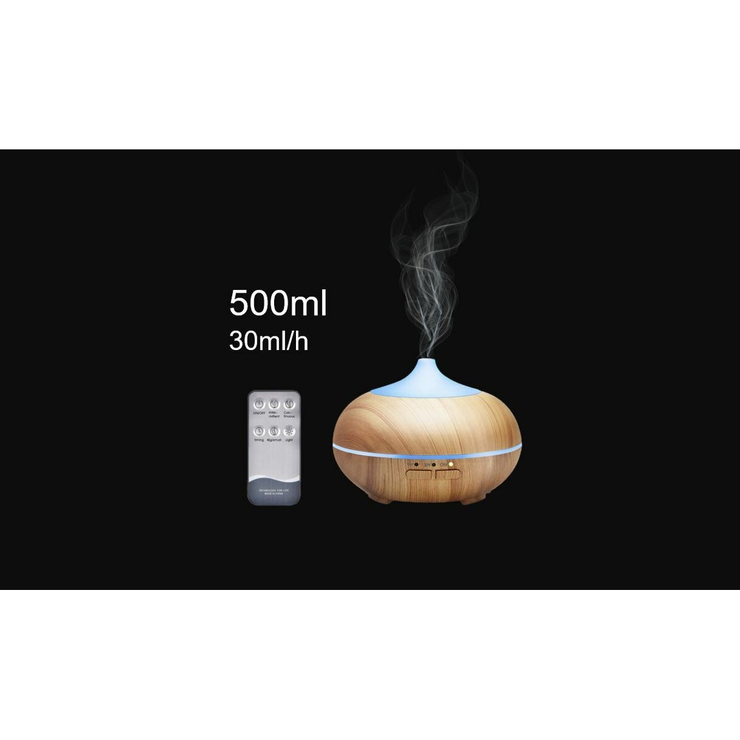 HES 500ml NATURE WOOD Remote Aromatherapy Air Purifier Aroma Diffuser Nightligh